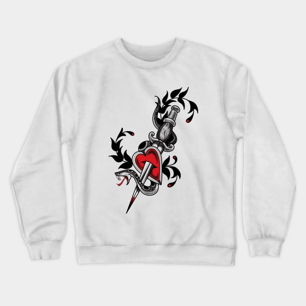 American Traditional Snake and Dagger Tattoo Design Crewneck Sweatshirt by StoreyArt